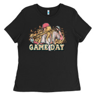 Black game day baseball leopard Ladies Tee - HowdyJamesFarm