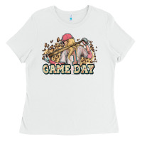 White game day baseball leopard Ladies Tee - HowdyJamesFarm