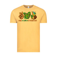 Vintage Mustard Peace Love St. Patrick's Day Vintage Tee - HowdyJamesFarm