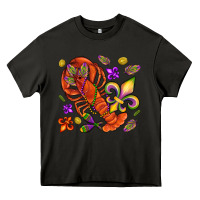 Asphalt Crawfish and fleur de lis Heavy Core Tee - NancyCooperArtShop