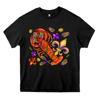 Black Crawfish and fleur de lis Heavy Core Tee - NancyCooperArtShop