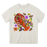 Cream Crawfish and fleur de lis Heavy Core Tee - NancyCooperArtShop