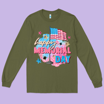 Happy Memorial Day Long Sleeve Tee Designed By Fadigitalartstudio