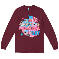 Burgundy Happy Memorial Day Long Sleeve Tee - FaDigitalArtStudio