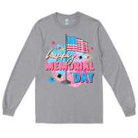 Heather Grey Happy Memorial Day Long Sleeve Tee - FaDigitalArtStudio