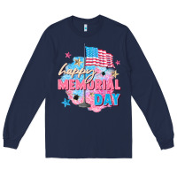 Navy Happy Memorial Day Long Sleeve Tee - FaDigitalArtStudio