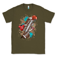 Army Green Football lightning bolt leopard Classic Tee - HowdyJamesFarm