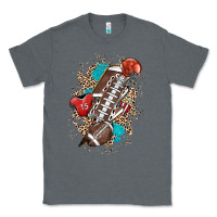 Charcoal Heather Football lightning bolt leopard Classic Tee - HowdyJamesFarm