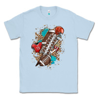 Dusty Blue Football lightning bolt leopard Classic Tee - HowdyJamesFarm