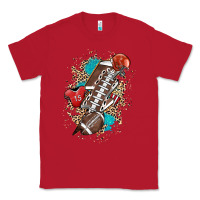 Red Football lightning bolt leopard Classic Tee - HowdyJamesFarm