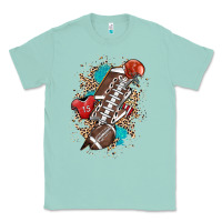 Seafoam Football lightning bolt leopard Classic Tee - HowdyJamesFarm