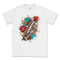 White Football lightning bolt leopard Classic Tee - HowdyJamesFarm