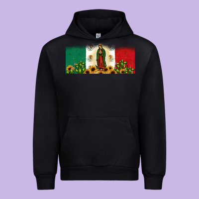 Lady Of Guadalupe Mexican Flag Urban Hoodie Designed By Jahusdesignshop