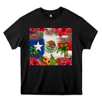 Black Mexican and Puerto Rico flag Heavy Core Tee - texasbilliewilder