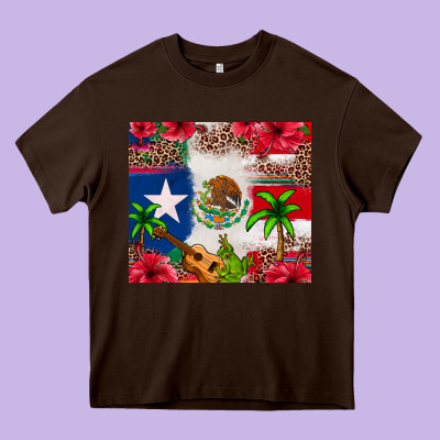 Mexican And Puerto Rico Flag Heavy Core Tee Designed By Texasbilliewilder