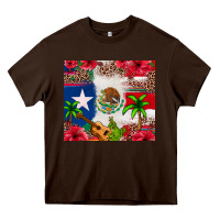Chocolate Brown Mexican and Puerto Rico flag Heavy Core Tee - texasbilliewilder