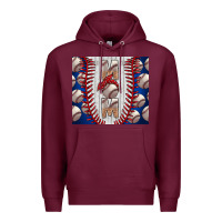 Burgundy Baseball Mom Premium Hoodie - CowhideDigitalArt