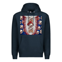 Navy Baseball Mom Premium Hoodie - CowhideDigitalArt
