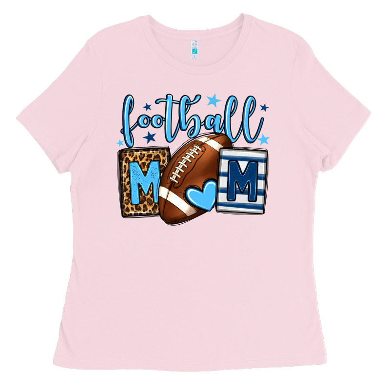 Football Mom Blue Team Color Ladies Tee by HowdyJamesFarm | Teevron