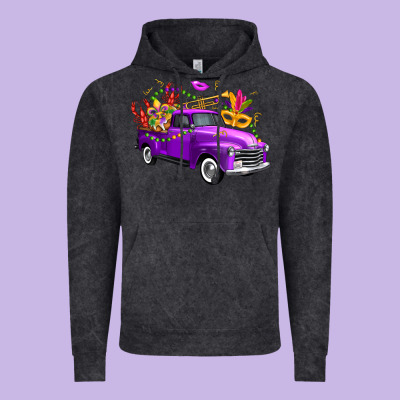 Mardi Gras Truck King's Cake Vintage Hoodie Designed By Fadigitalartstudio