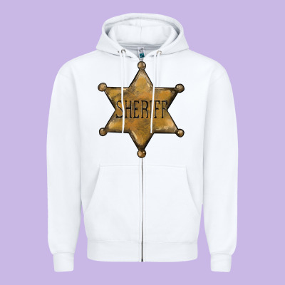 Sheriff Star Zipper Hoodie Designed By Barkaloodesign