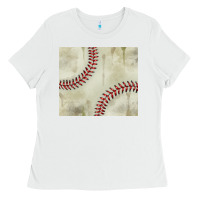 White dirty baseball pattern Ladies Tee - TumblerDesignByShophia