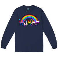 Navy Human pride Long Sleeve Tee - FaDigitalArtStudio