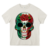Cream Mexican Skull Heavy Core Tee - texasbilliewilder
