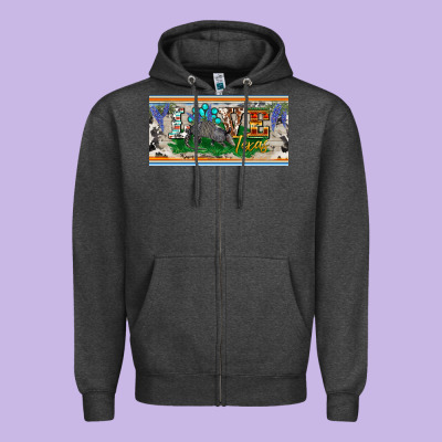 Love Texas Armadillo License Plate Zipper Hoodie Designed By Barkaloodesign