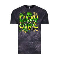 Cloud Black lucky girl st. patricks day Vintage Tee - HowdyJamesFarm