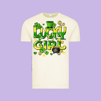 Lucky Girl St. Patricks Day Vintage Tee Designed By Howdyjamesfarm