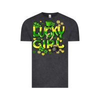 Vintage Black lucky girl st. patricks day Vintage Tee - HowdyJamesFarm