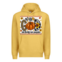 Antique Gold With God All Things Are Possible Premium Hoodie - CowhideDigitalArt