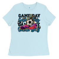 Baby Blue Game day soccer Ladies Tee - HowdyJamesFarm