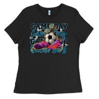 Black Game day soccer Ladies Tee - HowdyJamesFarm