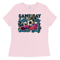 Bubblegum Pink Game day soccer Ladies Tee - HowdyJamesFarm