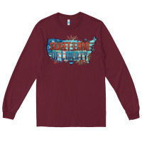 Burgundy Sweet land of liberty Long Sleeve Tee - FaDigitalArtStudio