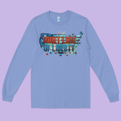 Sweet Land Of Liberty Long Sleeve Tee Designed By Fadigitalartstudio