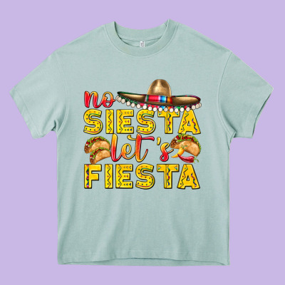 No Siesta Let's Fiesta Heavy Core Tee Designed By Texasbilliewilder