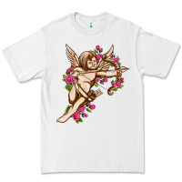 White Cupid with rose Valentine's Day Premium Tee - HowdyJamesFarm
