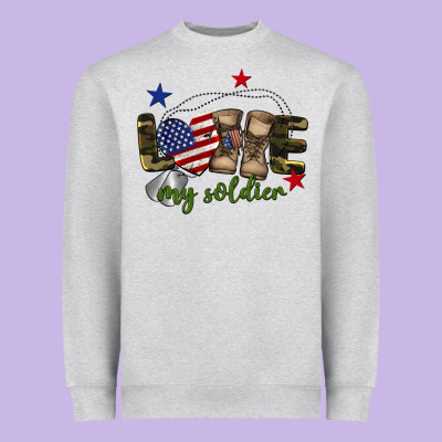 Love My Soldier Heavyweight Sweatshirt Designed By Barkaloodesign