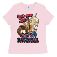Bubblegum Pink Grab your joe lets go baseball Ladies Tee - HowdyJamesFarm