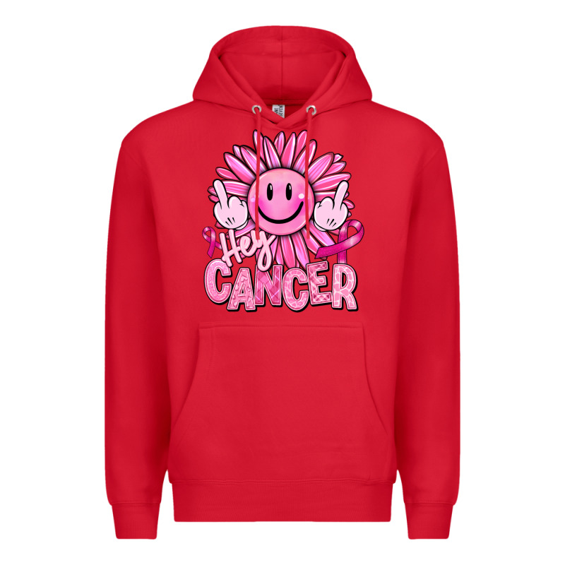 Hey Cancer Smiley Face Breast Cancer Premium Hoodie by RanaPortraitStore | Teevron