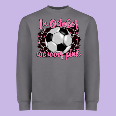 In October We Wear Pink Soccer Heavyweight Sweatshirt Designed By Barkaloodesign