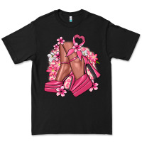 Black Cancer high heels Cancer Awareness Premium Tee - HowdyJamesFarm