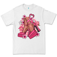 White Cancer high heels Cancer Awareness Premium Tee - HowdyJamesFarm