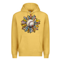 Antique Gold Baseball Sunflower Premium Hoodie - CowhideDigitalArt