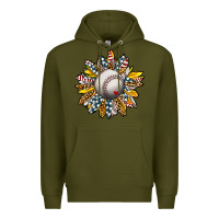 Army Green Baseball Sunflower Premium Hoodie - CowhideDigitalArt