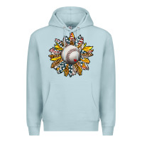 Blue Mist Baseball Sunflower Premium Hoodie - CowhideDigitalArt