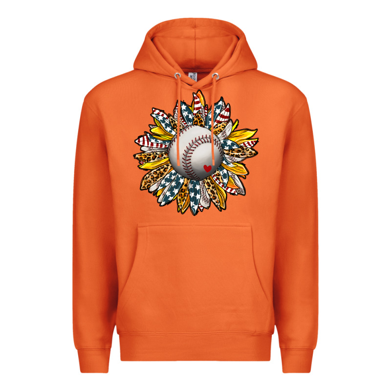 Baseball Sunflower Premium Hoodie by CowhideDigitalArt | Teevron
